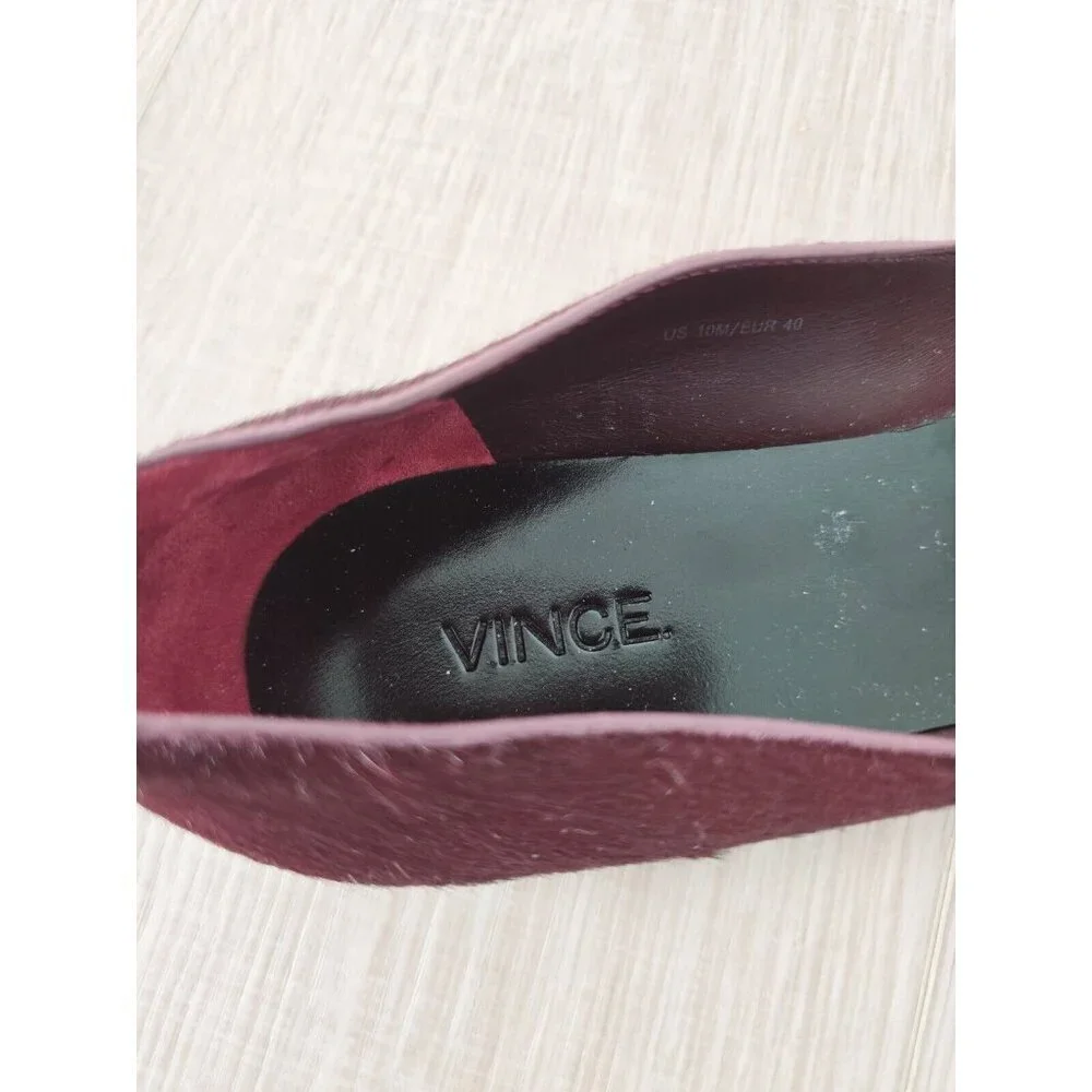Vince Mason Burgundy Red Calf Hair Leather Slip On Loafer Flats Shoes Size 10